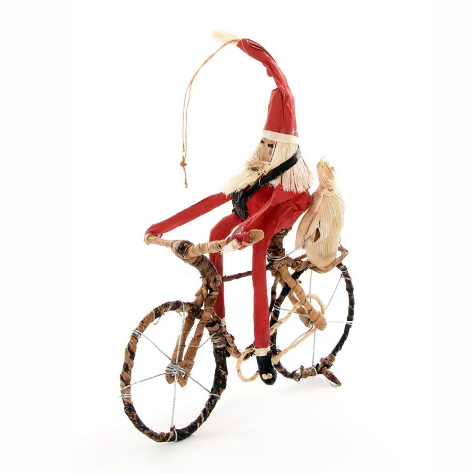 Cycling Santa Banana Fiber Ornament, Kenya