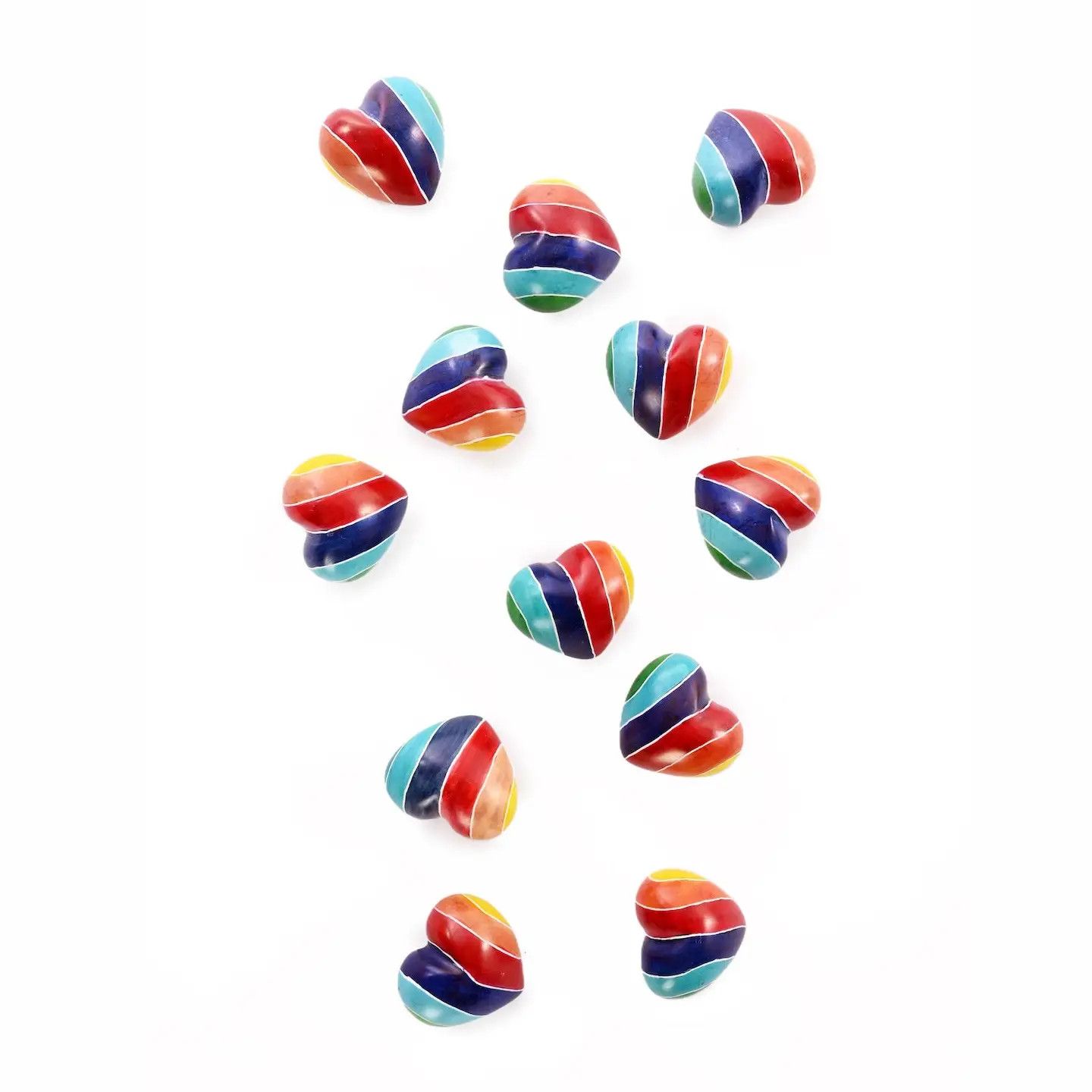 Soapstone Rainbow Stripe Heart, Kenya