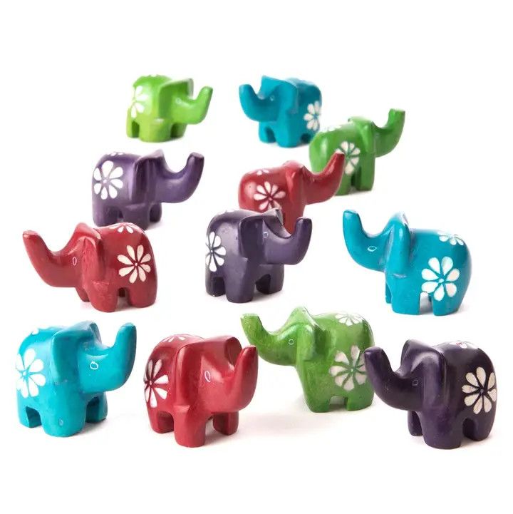 Mini Multicolored Soapstone Elephant, Kenya