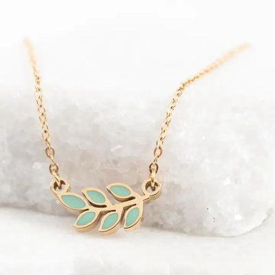 Rowan Leaf Necklace in Mint, China