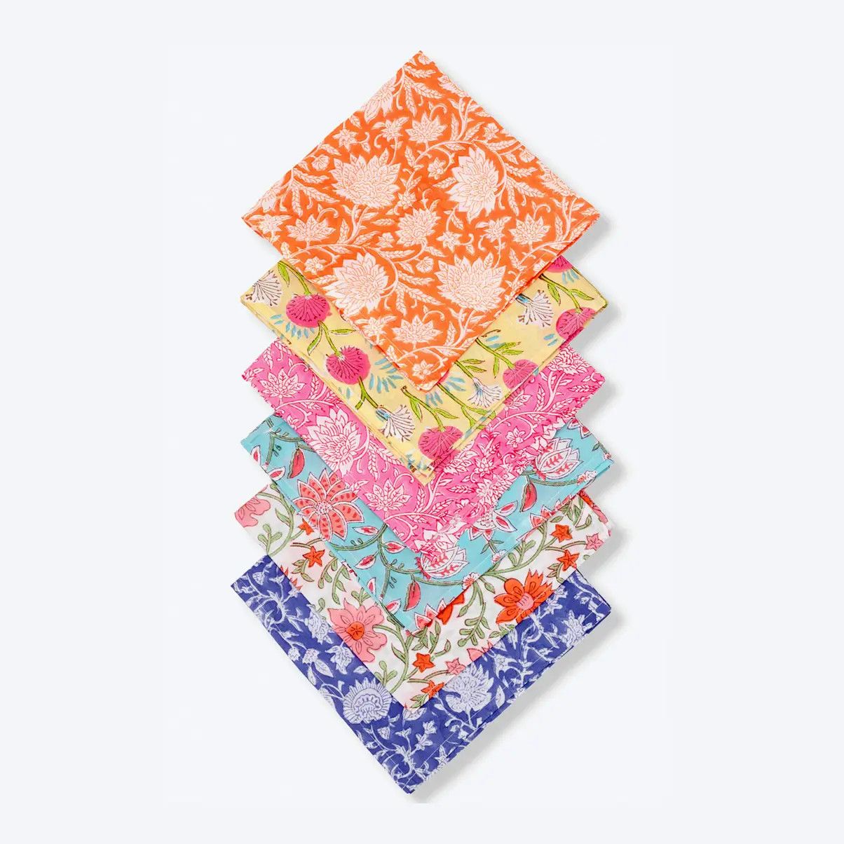 Assorted Floral Block Print Napkins, India