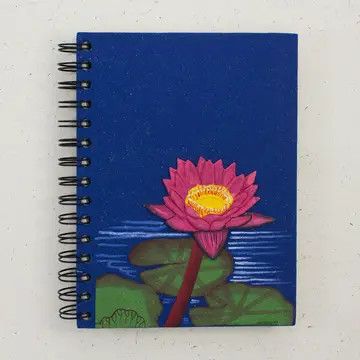 Large Notebook -  Lotus Flower Dark Blue, Sri Lanka