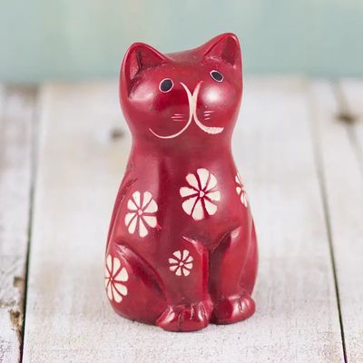 Soapstone - Large Red Cat, Kenya