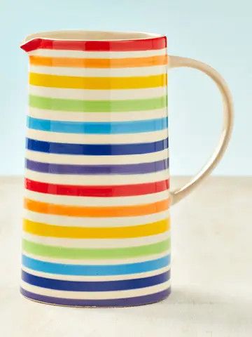 Hand Painted Rainbow Jug - Large, Thailand