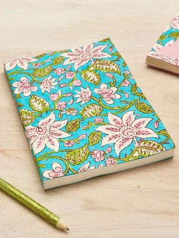 Block Print Notebook - Lily, India