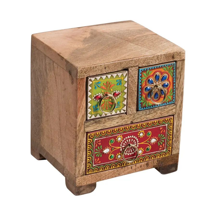 Sankalaka Hand Painted 3 Drawer Chest, India