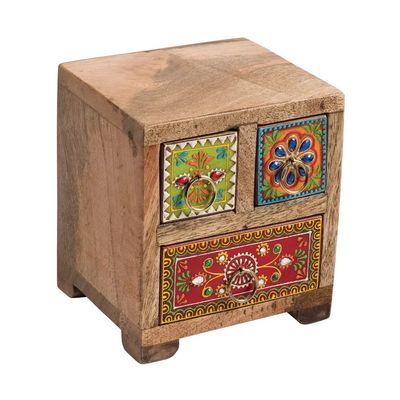 Sankalaka Hand Painted 3 Drawer Chest, India