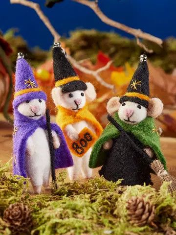 Felt Witch/Wizard Mice Ornaments, Nepal