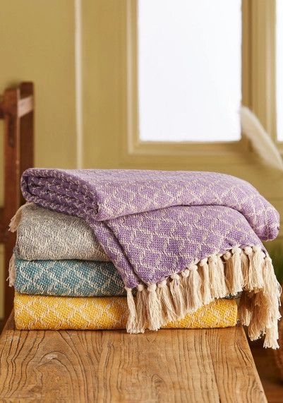 Agadir Handloom Recycled Throw -  Purple, India