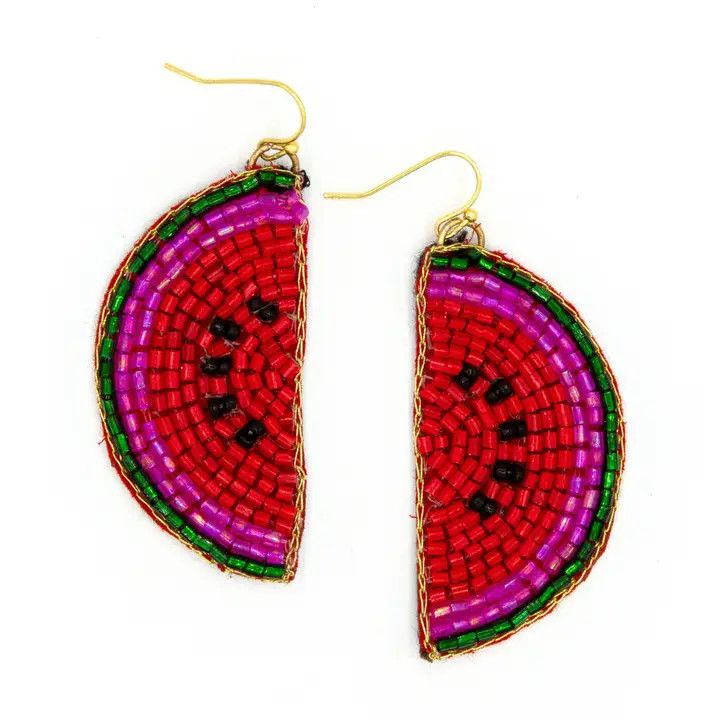 Beaded Watermelon Earrings, India