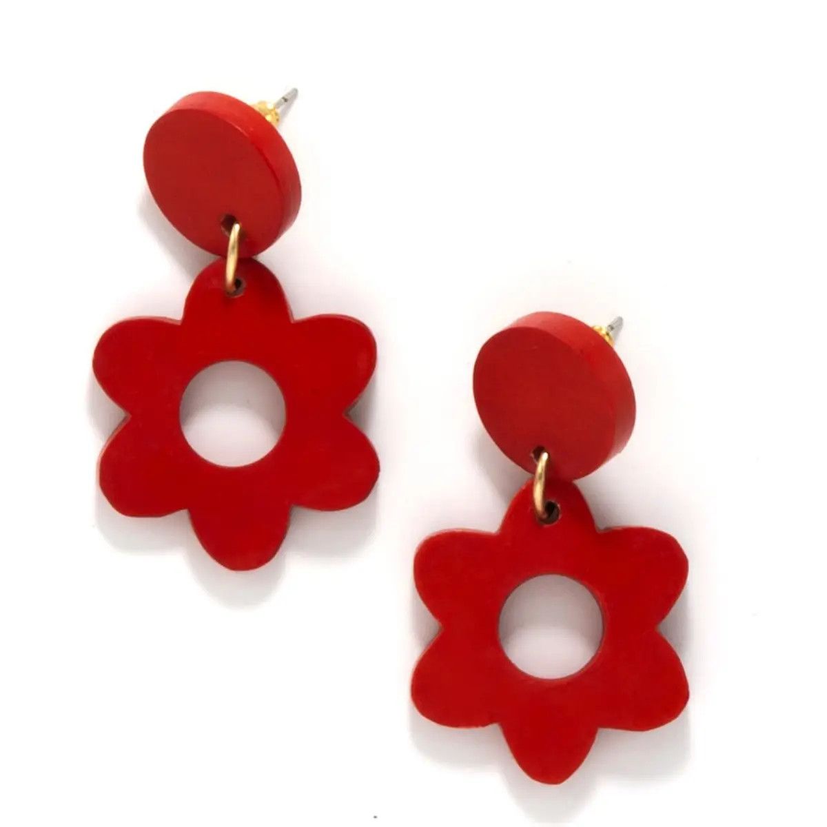 Red Flower Clay Earrings, India