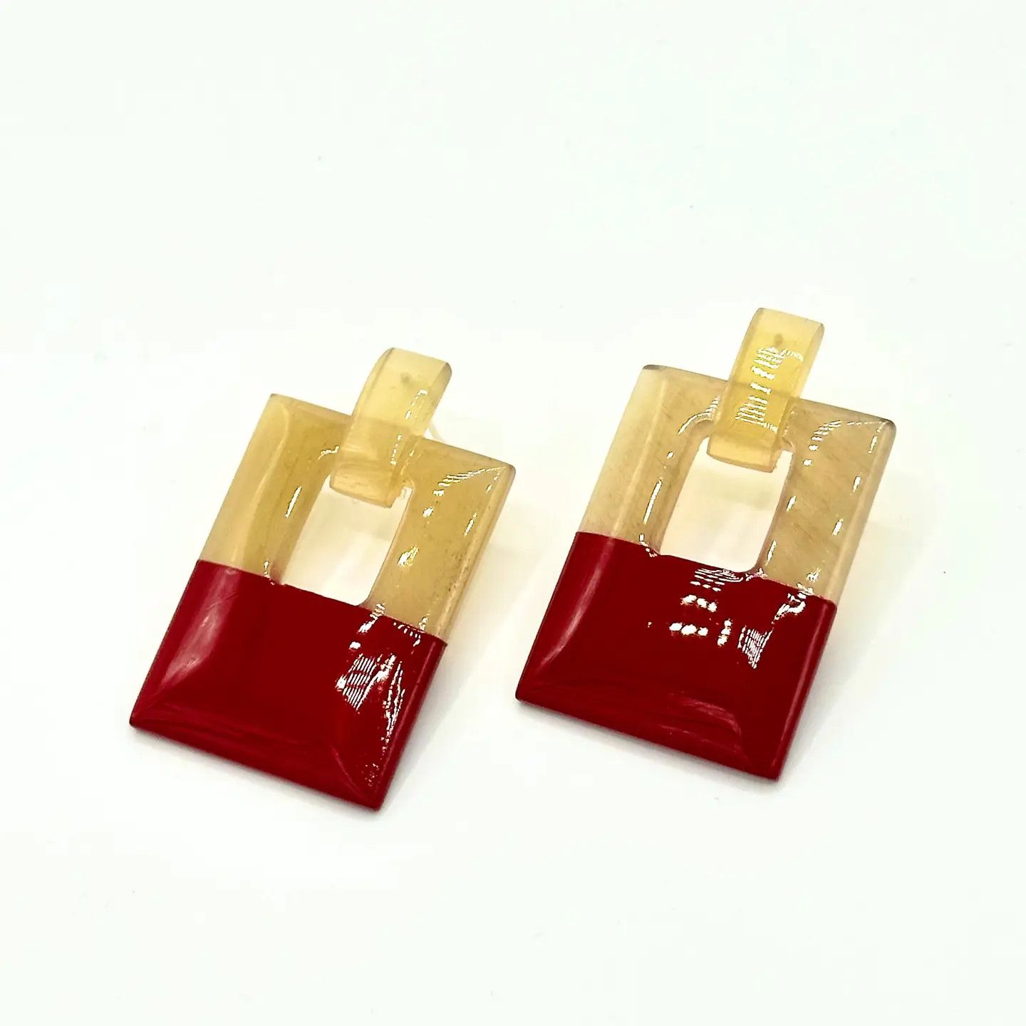 Red Hinged Horn Earrings, Vietnam