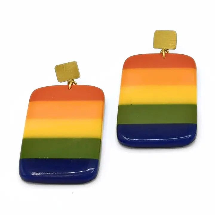 Radiant Rainbow Resin Earrings, India