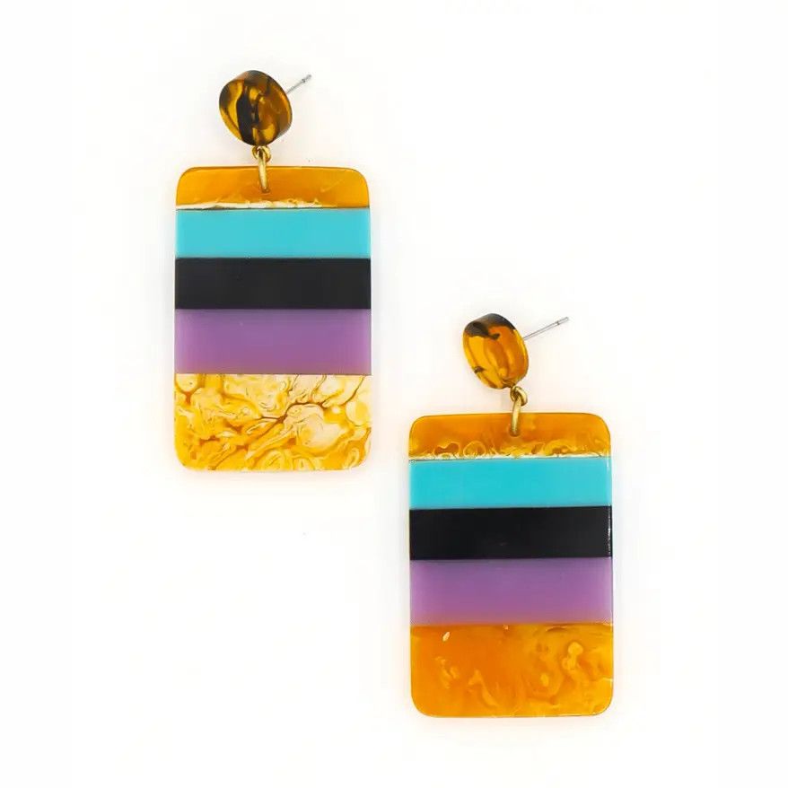 Resin Colour Block Earrings, India