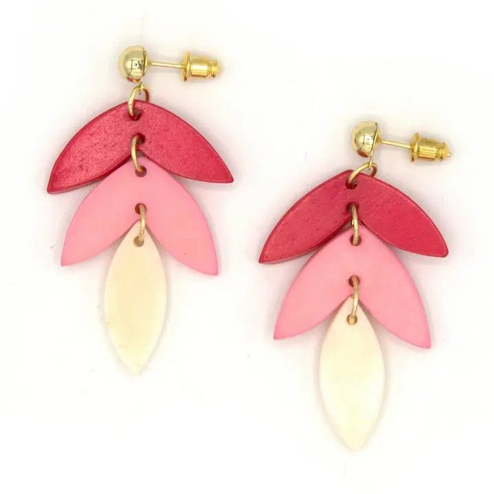 Pink Caladium Bone Earrings, India