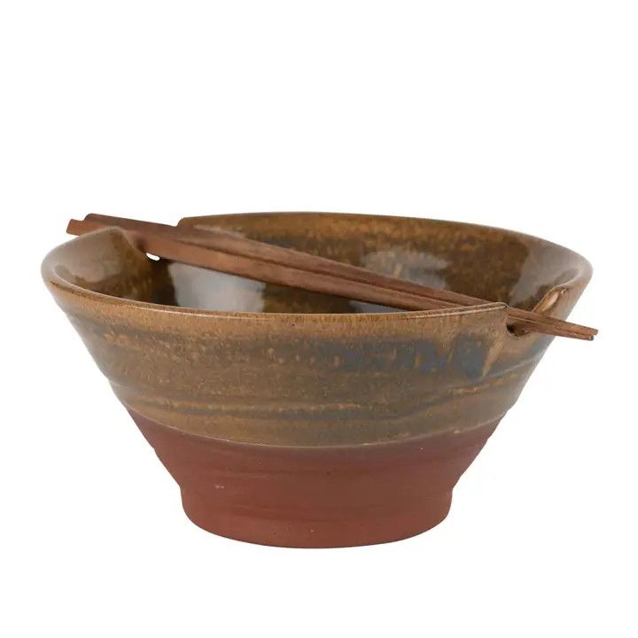 Chopsticks and Terracotta Bowl Set, Nepal