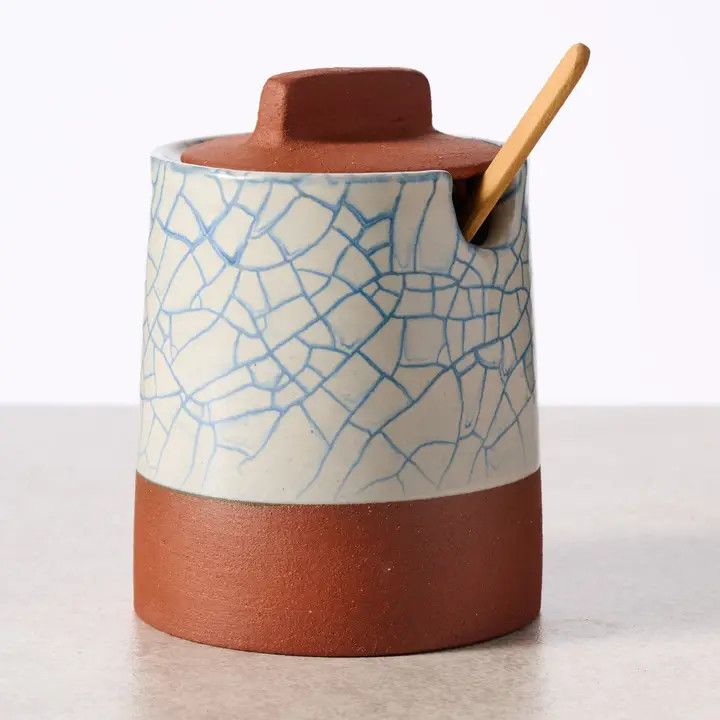 Ciya Blue Crackle Honey Pot, Nepal