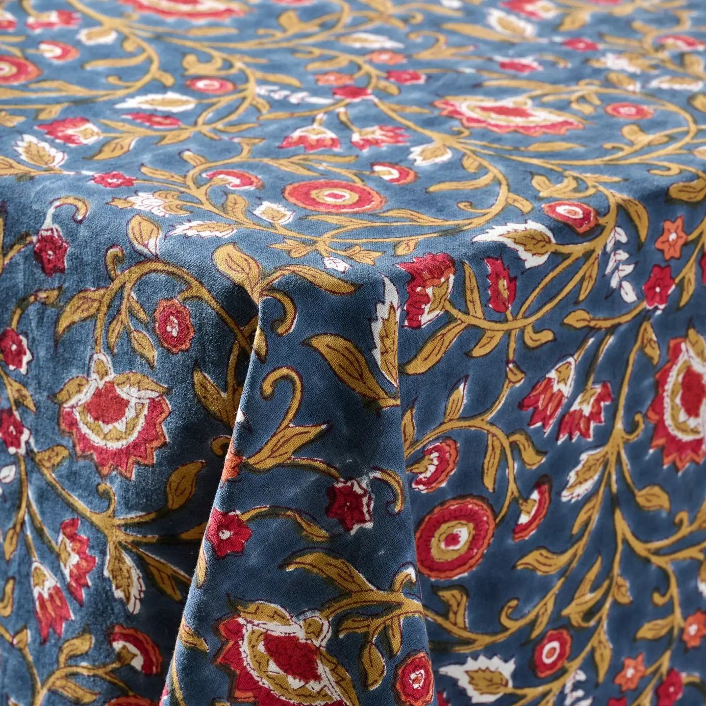 Floral Blooms Blue Tablecloth, India