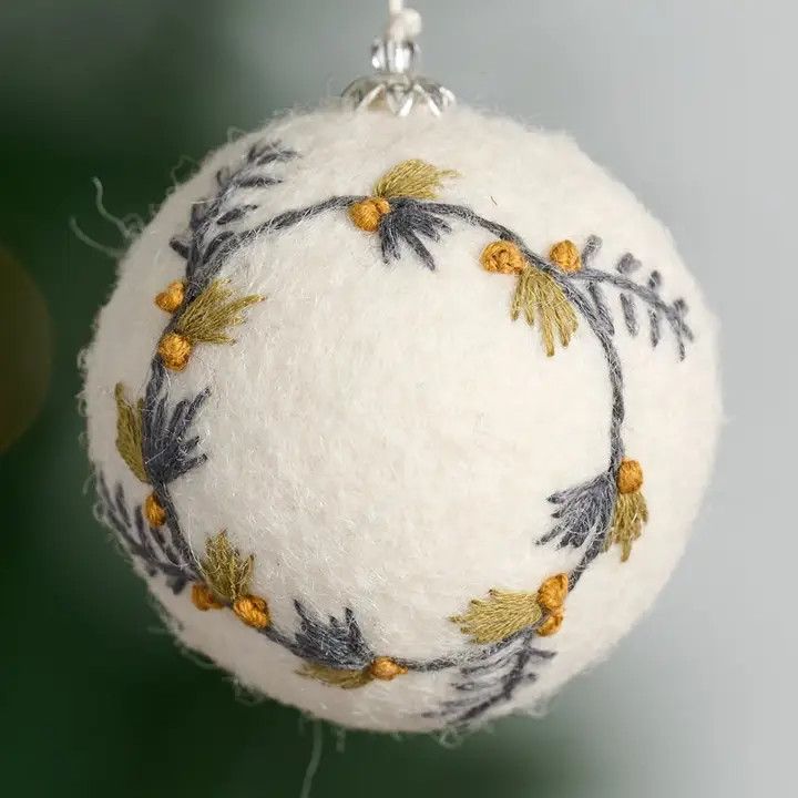 Embroidered Wreath Felt Ornament, Nepal