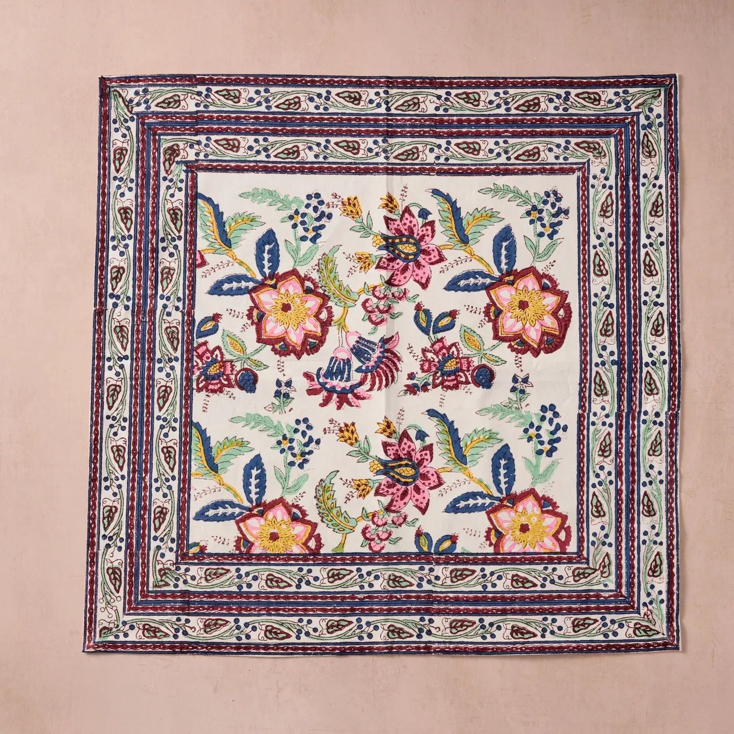 Zaina Floral Block Print Napkin, India