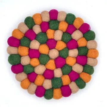 Harvest Moon Felt Ball Trivet, Nepal
