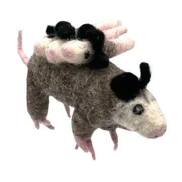 Felt Opossum with Babies Ornament, Nepal