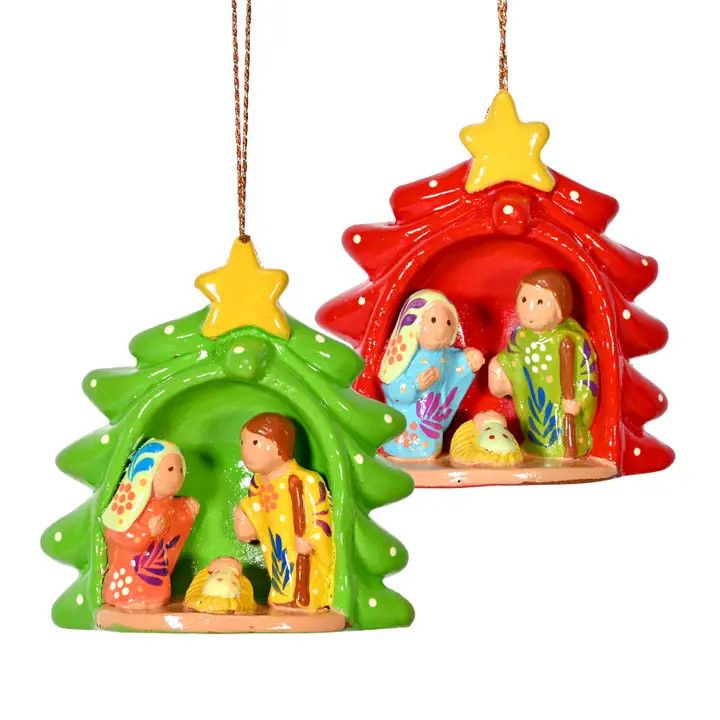 Ceramic Tree Nativity Ornament, Peru