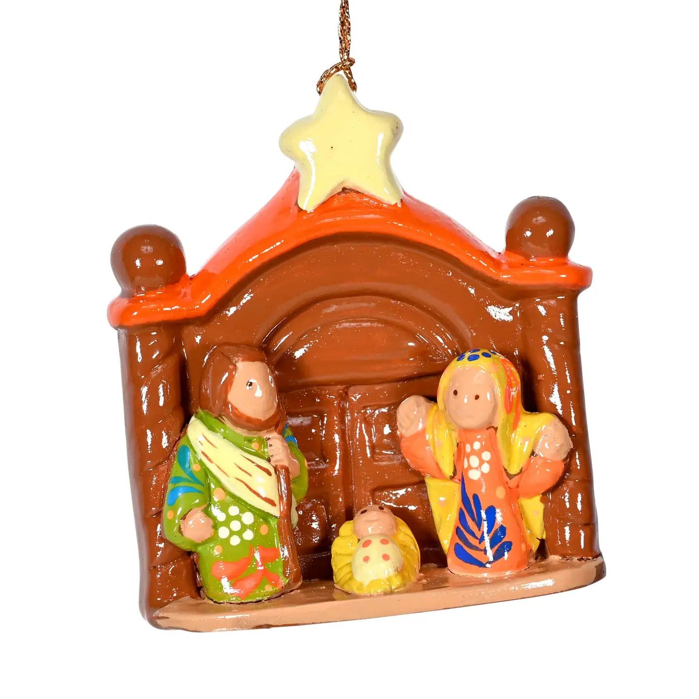 Ceramic Building Nativity Ornament, Peru
