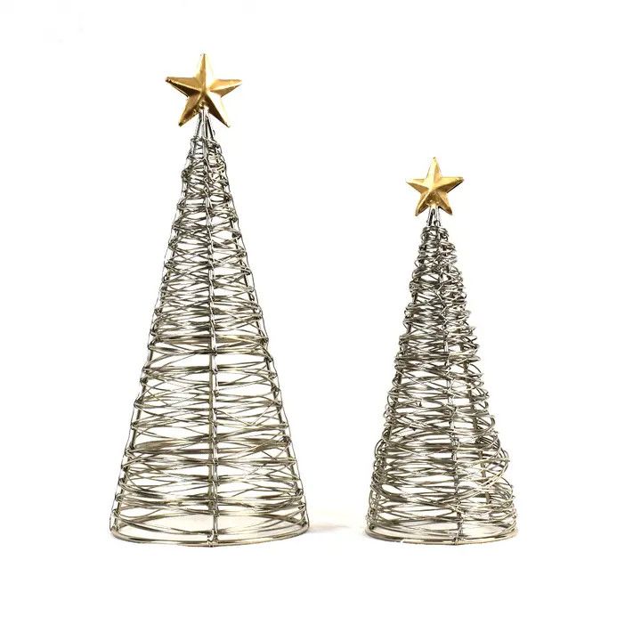 Gold Star Wrapped Wire Trees - Small, India