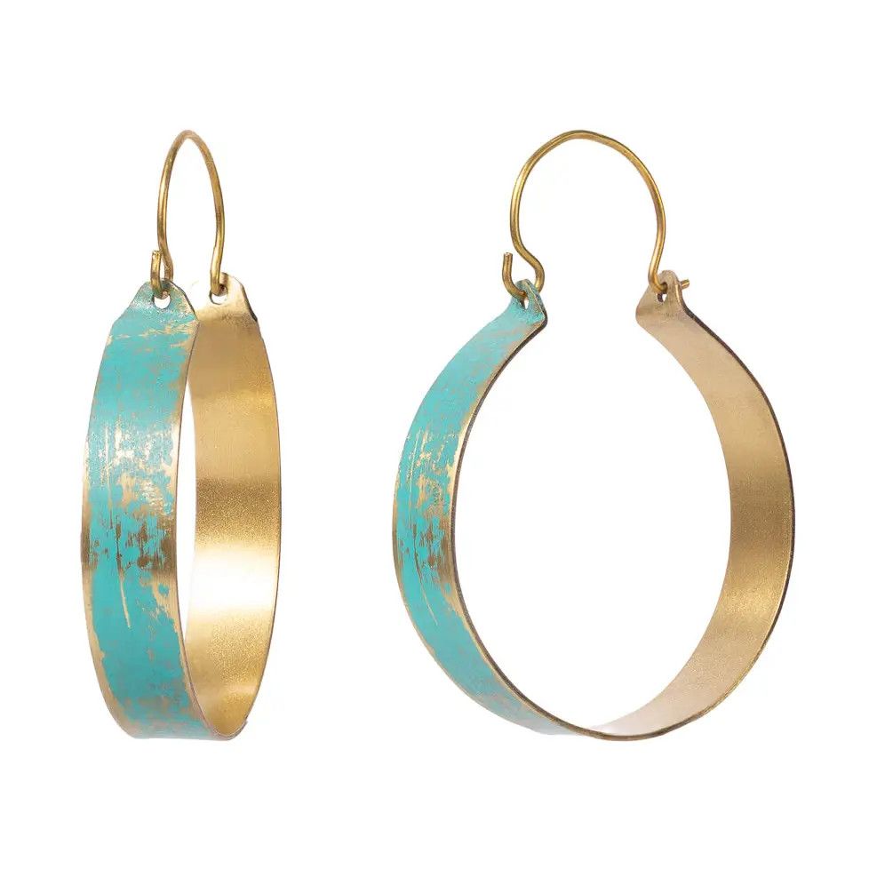 Esha Teal Patina Hoop Earrings, India