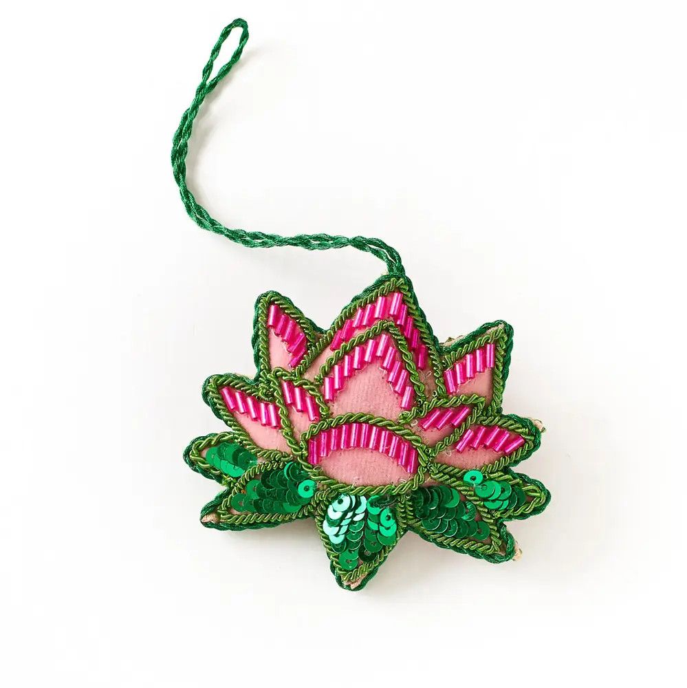 Lotus Beaded Felt Ornament, India