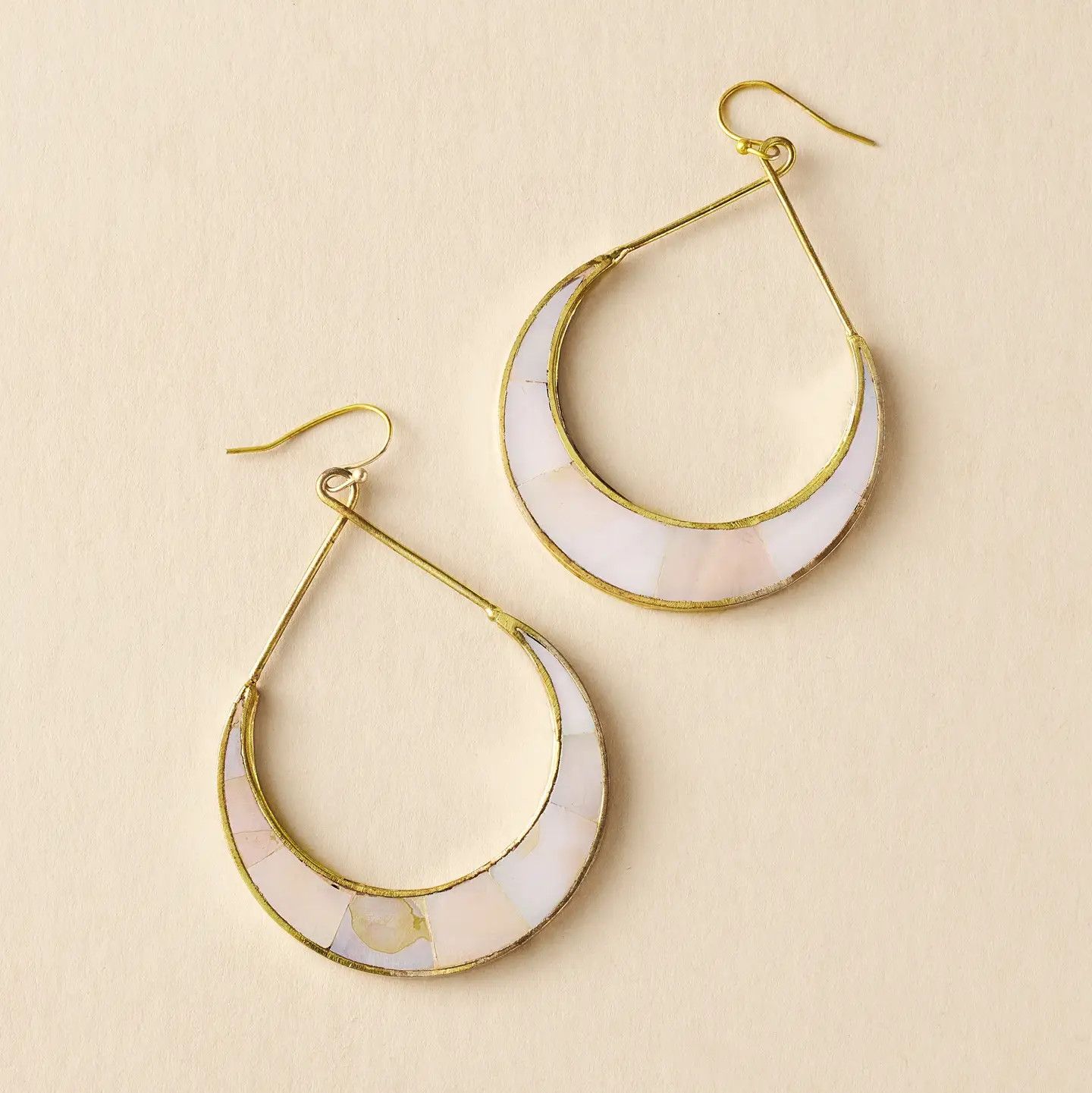 Rajani Crescent Mother of Pearl Earrings, India