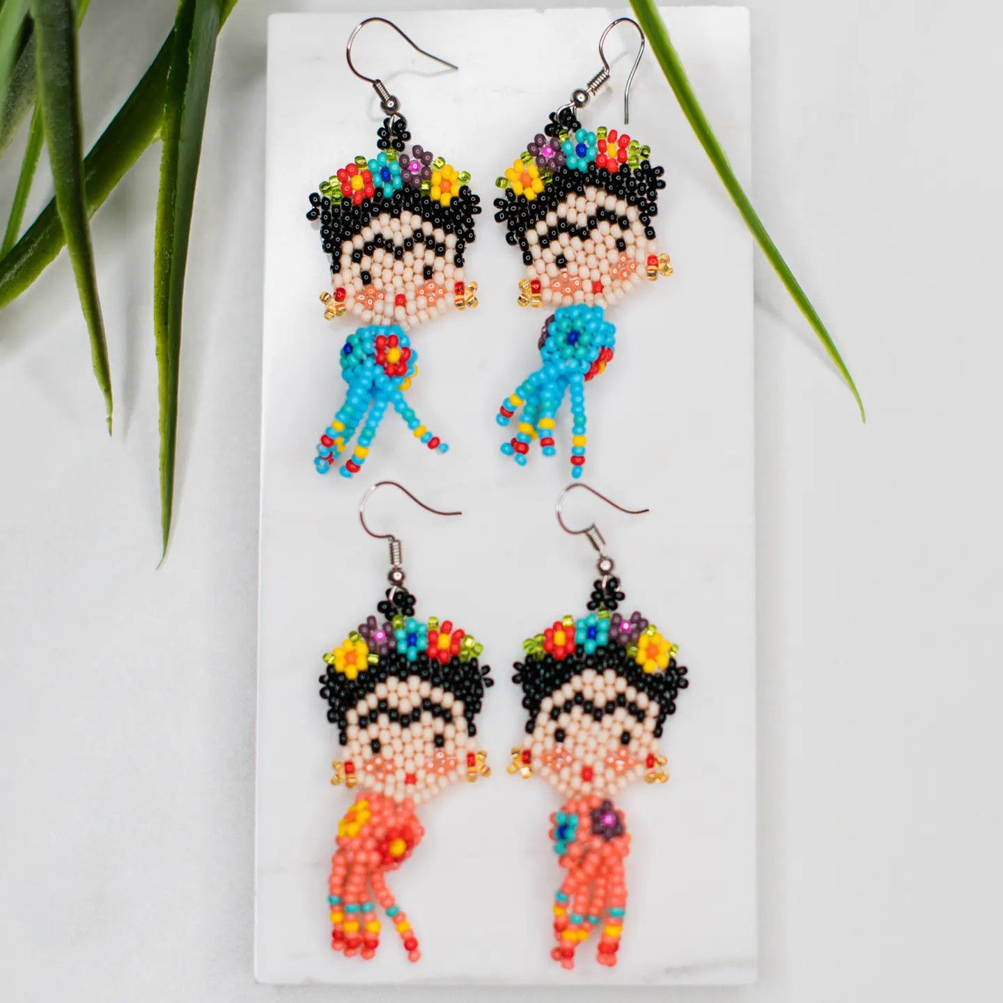 Dancing Frida Beaded Earrings, Guatemala