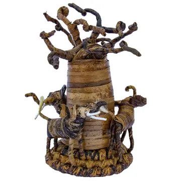 Banana Fiber Elephants Circling a Tree, Kenya