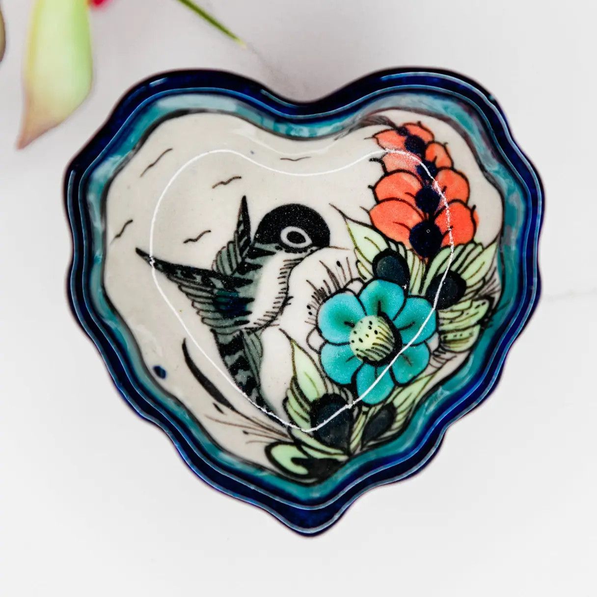 Wild Bird Tapas Heart Trinket Dish, Guatemala