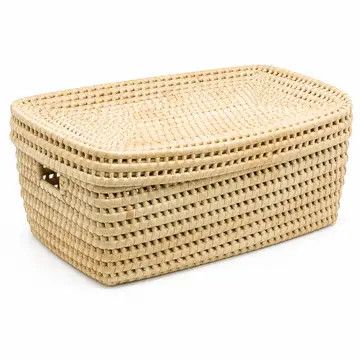 Lidded Rectangular Basket with Handles, Uganda