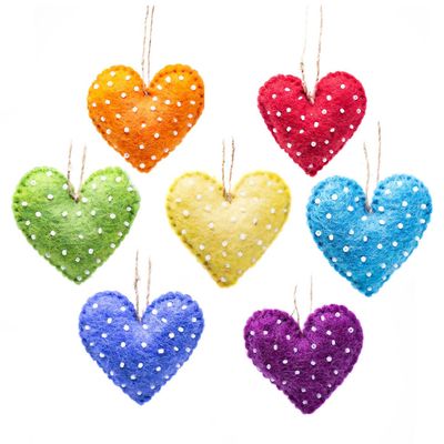 Mini Heart Handmade Felt Ornament, Nepal
