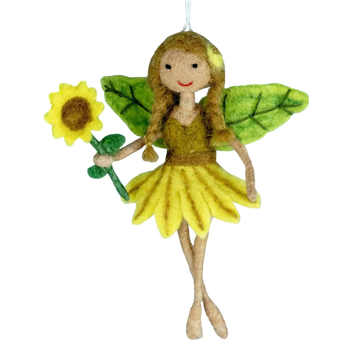 Sunflower Felt Fairy Ornament, Nepal