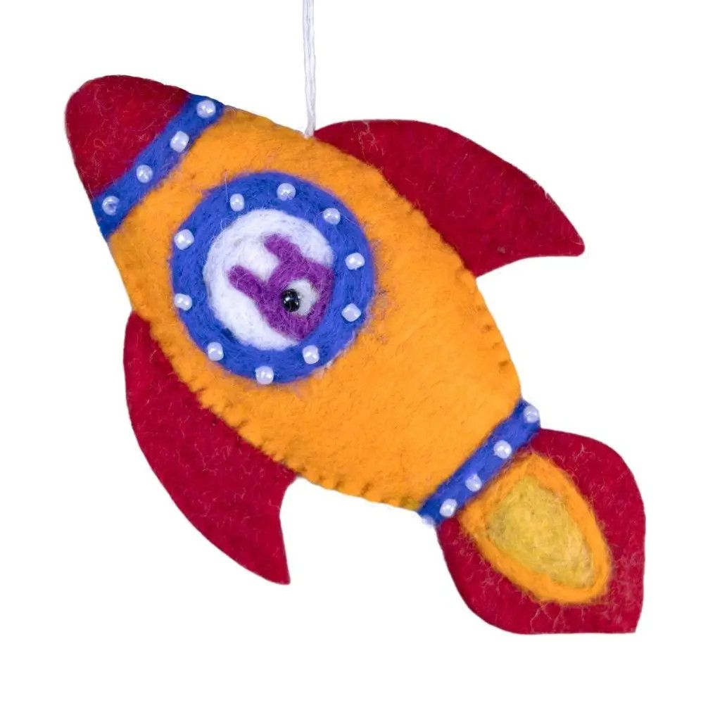 Rocket Ship Felt Ornament, Nepal