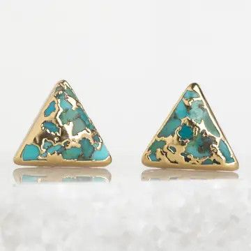 Ellie Triangle Turquoise Studs in Gold, China
