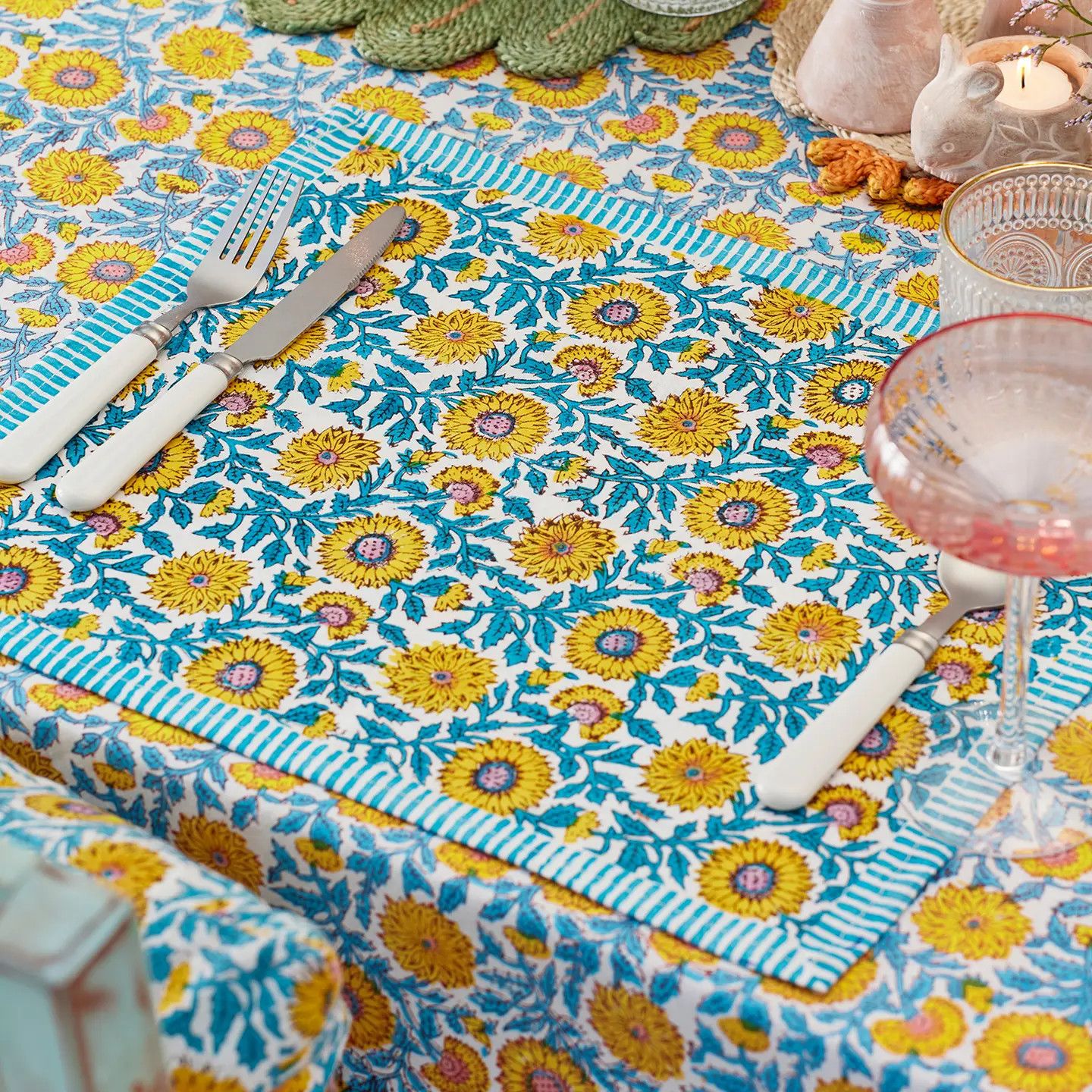 Sunflower Block Print Placemat, India