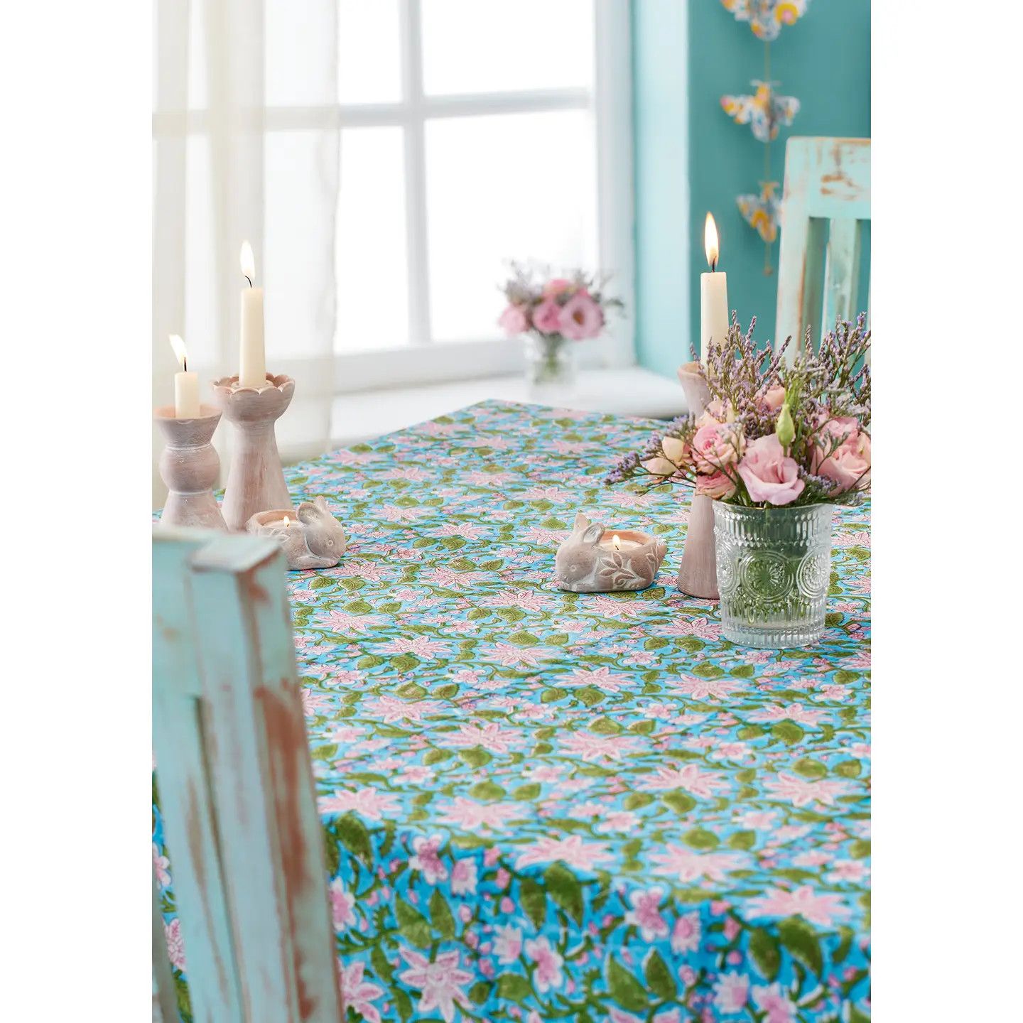 Lily Block Print Tablecloth, India