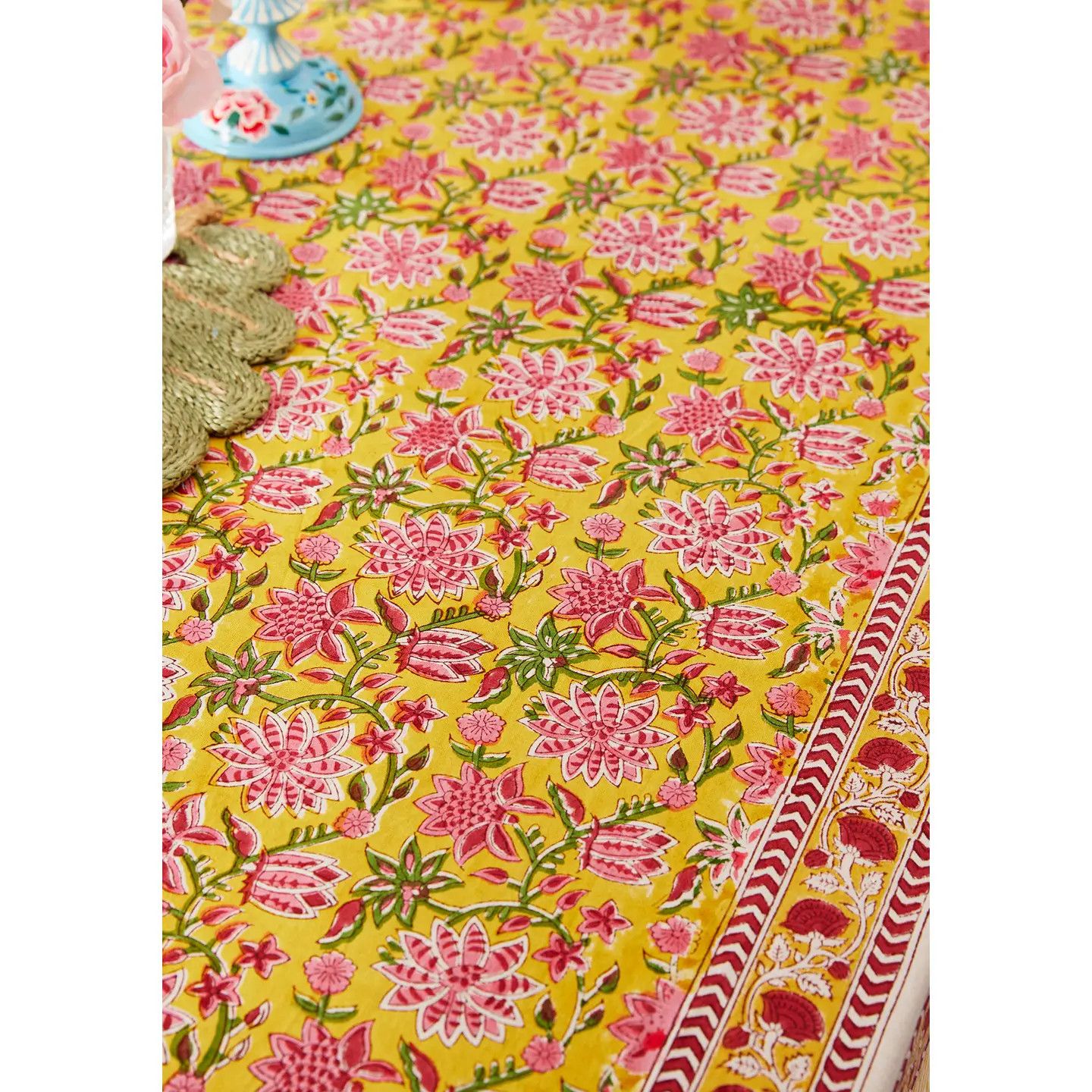 Sanganeri Block Print Tablecloth 49x87, India