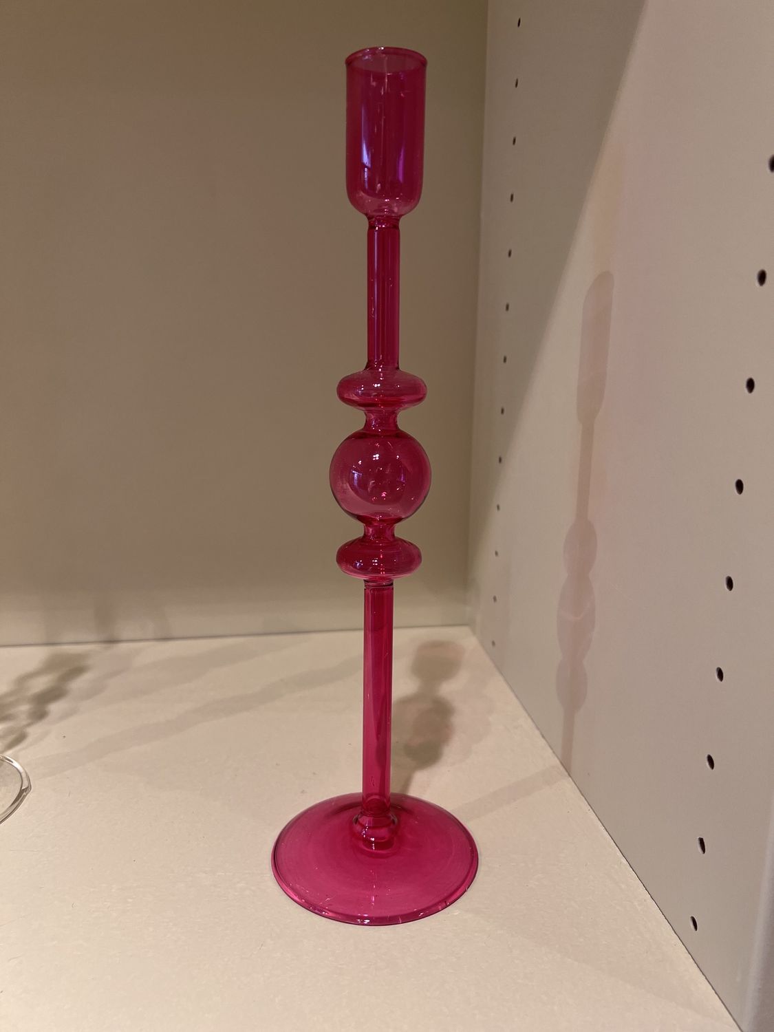 Ravie - Glazen kandelaar fel roze