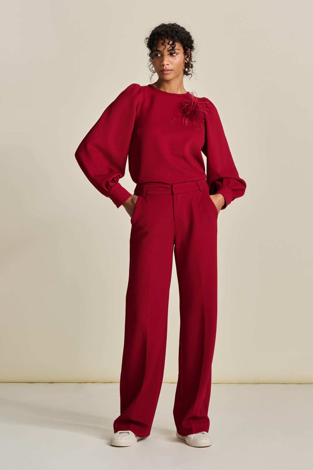 POM Amsterdam - Pants Wide Leg  Burgundy Red