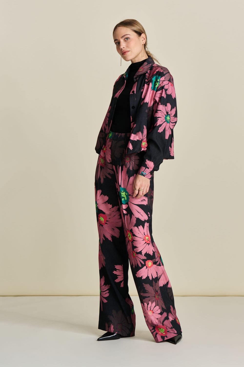 POM Amsterdam - Pants Big Blooming  Pink