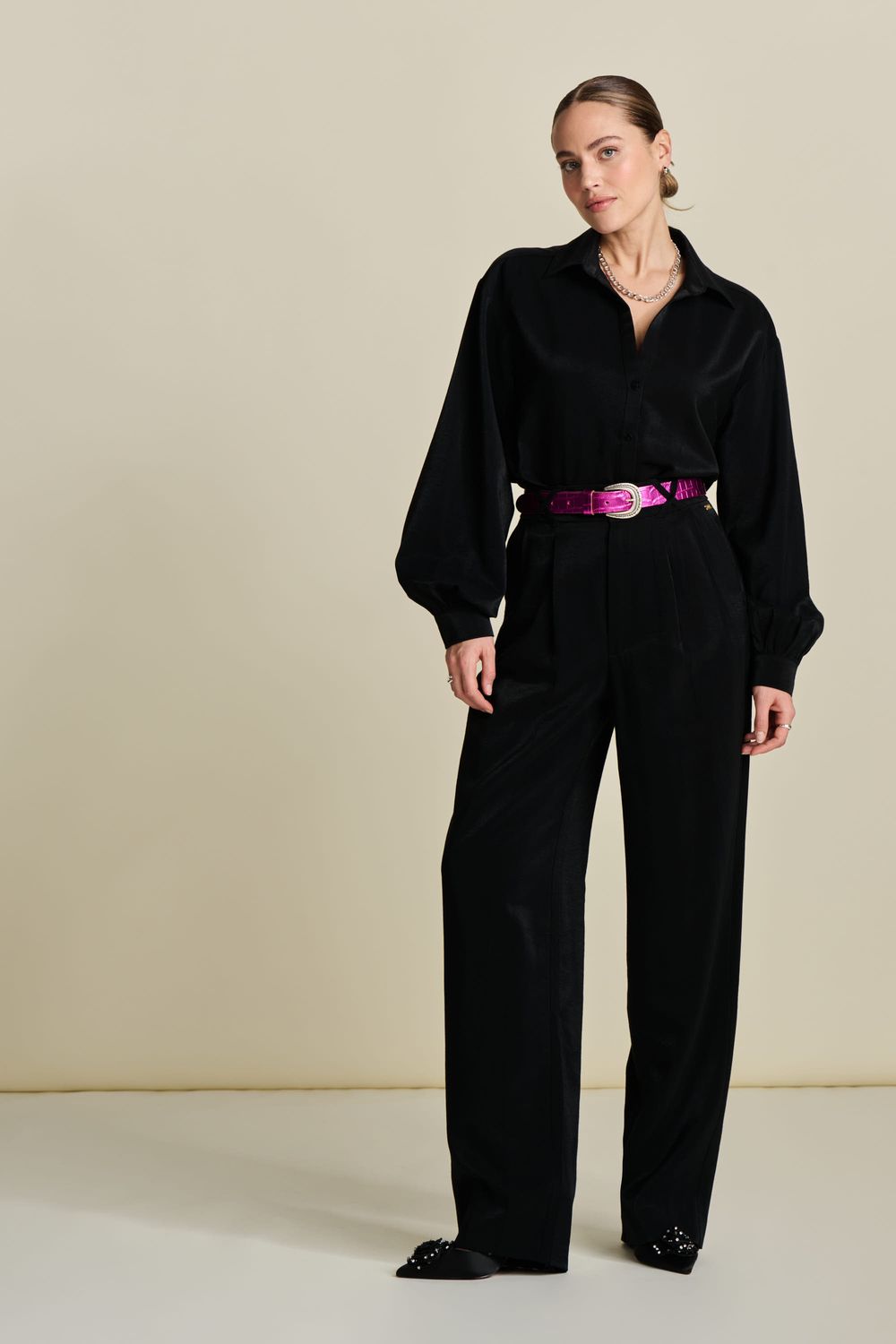 POM Amsterdam - Pants Shimmer Black
