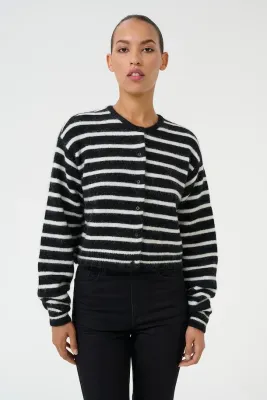 Gestuz - Debbie short cardigan Black/White stripe