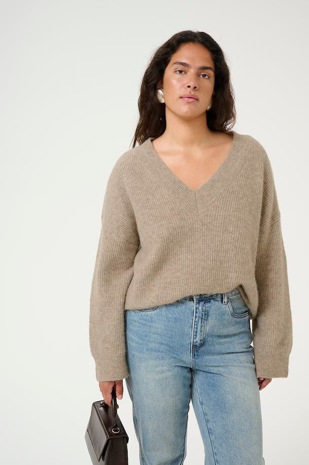 Gestuz - Alpha V-neck NOOS Warm Sand Melange
