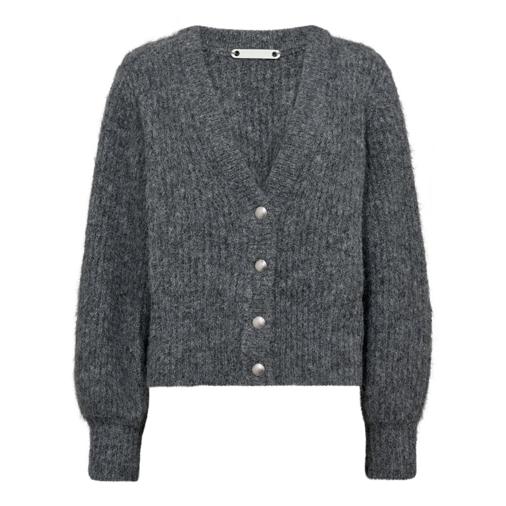 Co&#39;Couture - Coralie button rib knit grey melange